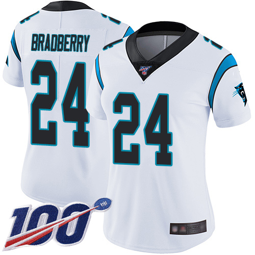 Carolina Panthers Limited White Women James Bradberry Road Jersey NFL Football #24 100th Season Vapor Untouchable